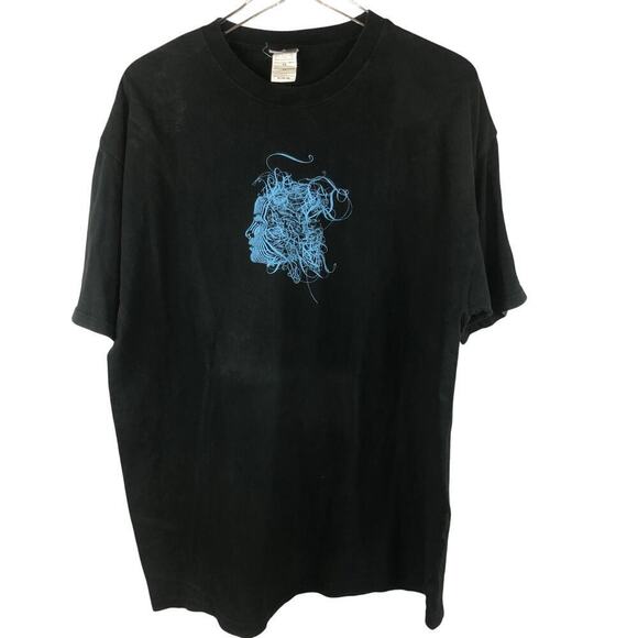 Vintage Blue Medusa Like Graphic Print Hanes Beefy-T Men's Size XL - Picture 1 of 5